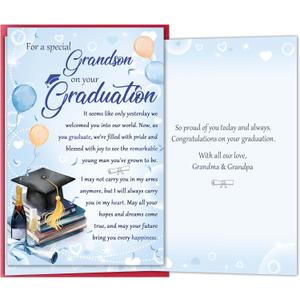 5 x Graduation Card for Grandson, Heartfelt Grandson Graduation Card Gift from Grandma Grandpa, Proud of You Cards for Him