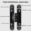 Hidden Door Hinges,6 inch Heavy Duty Concealed Hinges,180 Degree Swing 3-Way Adjustable Butt Hinges Suitable for Wooden Door Bedroom Door,2 Pack (Black, 6inch)