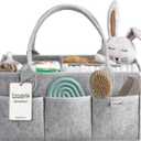 PUTSKA Nursery Storage Basket - Baby Diaper Caddy Organizer for Diaper Station, Newborn Essentials, Baby Shower Gifts and Registry Must-Haves for Boy or Girl (Large, Grey)