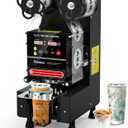 Automatic Cup Sealing Machine 90/95mm, 500-700 Cups/H Electric Cup Sealer with Counting LCD Panel for Bubble Tea, Milk, Juice, Coffee and Boba Shop etc. (Black)