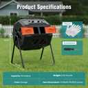 OLIXIS Compost Bin Outdoor 43 Gallon, Dual Chamber Composter Tumbler Outdoor with Gloves, Efficient 360°Rotating Composting Bin for Patio, Lawn, Home Gardening and Landscape, Black and Orange