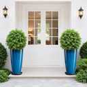 QCQHDU 21 inch Tall Planters for Outdoor & Indoor Plants, Set of 2 Large Outdoor Planters with Drainage Hole for Front Porch, Patio, Garden, Home Decor, Blue