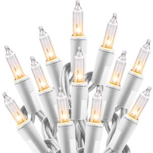 Minetom Clear Christmas Lights Set 100 Count 20 Feet Incandescent Bulb Mini String Lights for Indoor Christmas Tree Garland Birthday Wedding Party Festival Decoration, White Wire