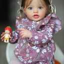 Angelbaby Real Looking Reborn Baby Girl Doll 24 Inch 60Cm Reborn Toddler Silicone Doll with Teeth Lifelike Newborn Babies Cute Life Size Child for Girl Boy Best Toy Gifts (Purple)