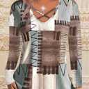 Plus Size Tops for Women Fall Long Sleeve Shirts V Neck Casual Loose Tunic Blouse (5X, A1)