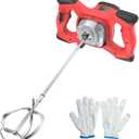 IMAYCC Cement Mixer, 2100W Electric Concrete Mixer with 6 Speed, 110V Handheld Mud Mixer for Motar,Paint, Grout, Plaster, Thinset,Fodder Stirring Tool (Red)