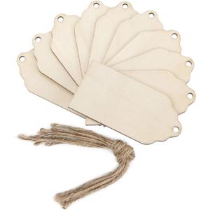 Mini Wooden Tag,Unfinished Hanging Wooden Tag with Hole DIY Christmas Holiday Decoration 24 Pcs