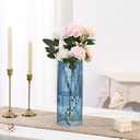 Blue Glass Vase, Glass Flower Vase, Ribbed Glass Vases, Blue Vase, Tall Cylinder Vases for Centerpieces, Living Room, Bedroom, Dining Table, Office, Wedding, Bookshelf Decoration, 12 Inches