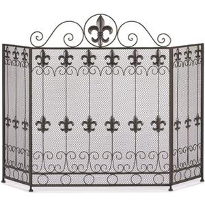 Fireplace French Revival FIRE Place Screen Metal Iron Fleur di lis