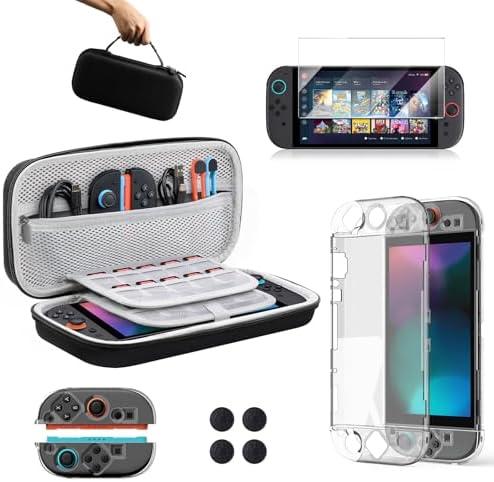 Lmcpa Accessories Bundle for Nintendo Switch 2 (2025), Gift Kit with Carrying Case, Dockable Protective Cover, HD Screen Protector, Silicone Anti-Slip Joy-Con Skins & More for Switch New Gen 2025