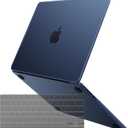 for MacBook Air 15 inch Case M4 2025 2024 2023 M3 M2 [100% Match Official Color] [Ultra Thin Armor] Hard Shell + Translucent Keyboard Cover Laptop - Midnight Clear