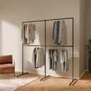 pamo Industrial Design garment rack - LAS 2 Black - freestanding Coat Rack for Walk-In Wardrobe Wall I Clothes Rack Made of Black Sturdy Pipes freestanding from Water Pipe