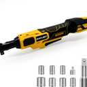 3/8" Cordless Ratchet Wrench for DEWALT 20V MAX Battery, 45 Ft-lbs(60 N.m) Power Electric Ratchet Tool Kit, Variable Speed Control, 7 Sockets, 1/4"Adapter & 3" Extension Bar (Tool Only)
