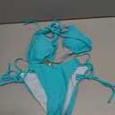 swimall Women's Bikini Set Sexy Triangle Halter Two Piece Swimsuit Double Straps String Tie Bathing Suit (403 - Bright Blue), Small