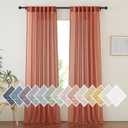 NICETOWN Linen Sheer Burnt Orange Curtains, Rod Pocket & Back Tab Faux Linen Semi Sheer Burlap Window Treatments Privacy with Light Filtering for Bedroom/Living Room, W52 x L95, 2 Panels