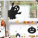 Halloween Fence Yard Statues Garden Stake, Horror Funny Metal Wall Art Statues Outdoor Rust-Proof Decor, Laser Cut Silhouette Art Double Sided Metal Sculpture for Outdoor Garden (Ghost)