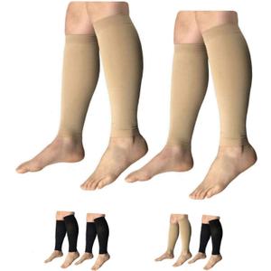 HealthyNees Shin 15-20 mmHg Med Compression Circulation Wide Leg Big Calf Sleeve (Beige Combo, 3X-Large)