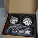 Auxbeam 6 Modes Amber White Round LED Pods, P4 Series 4 Inch 90W Flashing Offroad Strobe Lights, Dual Color Warning Off Road Fog Lights, 4x4 ATV Car Truck Spotlights, Pair