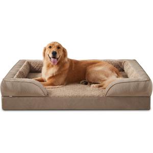 INVENHO Orthopedic Dog Beds Large Sized, XL Washable Dog Sofa with Egg-Crate Foam, Waterproof Lining and Non-Skid Bottom (XL (42"x 32"x 6.5"), Brown)