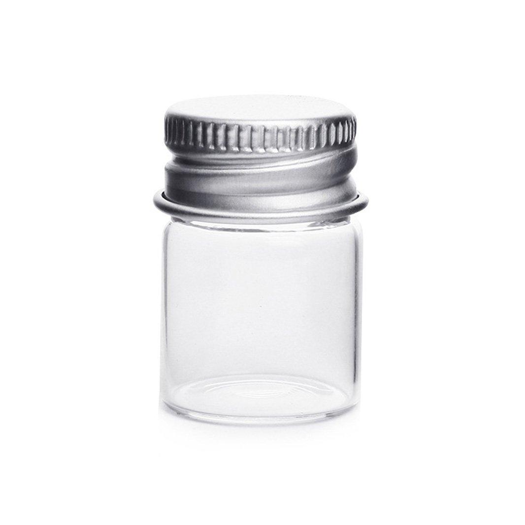 30PCS 5ML Tiny Jars Mini Cute Clear Glass Bottles Vials Message Bottle Empty Sample Storage Containers with Aluminum Screw Caps for Samples or Art Crafts 22mm x 30mm