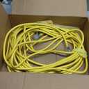 POWGRN 50 ft 12/3 Outdoor Extension Cord Waterproof Heavy Duty with Lighted Indicator End 12 Gauge 3 Prong, Flexible Cold-Resistant Long Power Cord Outside, 15Amp 1875W SJTW Yellow E