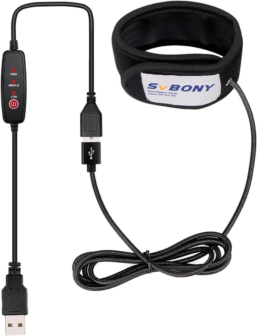 SVBONY SV172 Lens Heater Warmer Dew, 240mm 3 Gear Regulator Temperature USB Universal Dew Heater Strip for Telescope Camera