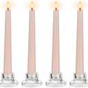 Glasseam Glass Tapered Candlestick Holders: Small Taper Candle Holders Set of 4 Clear Candle Sticks Holder for Table Centerpiece Short Modern Candle Holder for Wedding Christmas Home Decoration