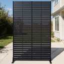 Privacy Screen Outdoor 72" Hx47 W Freestanding Privacy Panel with Stand, HDPE Decorative Privacy Fence with Louver Pattern, Patio Divider Screen, Privacy Screens for Outside,Balcony