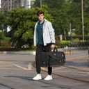 Duffle Bag for Travel,Overnight Weekend Gym Carry On Luggage Bag, 50L Canvas Travel Duffel Bag for Men Women, Expandable Spacious Travel Duffel Bag, Black