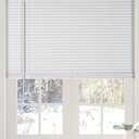 Calyx Interiors Cordless White 1” Light Filtering Mini Blinds 33.5" W x 48" H Window Blinds for Home, Vinyl Horizontal Blinds for Indoor Windows