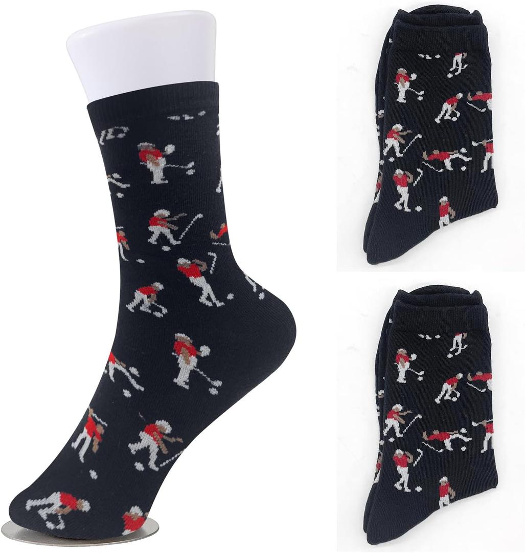 2 Pairs Golf Socks For MenFunny Golf Gifts For Men (Black)
