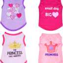 Pistha 4 Pack Dog Shirts Summer Printed Puppy Clothes Cute Sleeveless Pet T Shirts Dog Clothes for Small Medium Dogs Cats Girl, Small