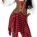 fun shack Women's Pirate Costume - Adult Pirate Wench Outfit for Halloween, Dress Up, Themed Parties, Cosplay (Medium)