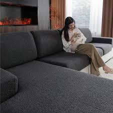QIANMEW Couch Covers for Sectional Sofa, Washable Stretch Soft Sofa Cushion Covers
, Grey, 25" 