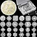 124 Pcs Bouquet Pins Flower Brooch Rhinestone Diamond Brooches Crystal Corsage Boutonniere Stick Pins Embellishments for Crafting Wedding Decor Supplies(Silver)
