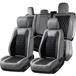 Coverado Premium Leather Truck Seat Covers Full Set – Custom Fit, Waterproof, Heavy Duty, Durable Protector for Ford F150 2015-2026, F250-F450, BGray