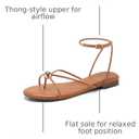 Coutgo Womens Strappy Flat Sandals Open Toe Flip Flops Sandals Ankle Strap Summer Beach Shoes (Orange) Size 11