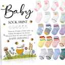 Hoteam 21 Pcs Baby Shower Games Include Baby Sock Hunt Sign and 20 Pair Small Cotton Socks Wooden Table Sign with Holder for Boy and Girl Gender Reveal Party Favors(Fresh Style) (Bee)