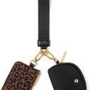 Mum's Memory Mini Zip Around Wristlet Wallets for Women -KeyChain Wallet with Detachable Dual Pouch Wristlet -Key Chain Coin Purse Small Wallets (Brown Leopard)
