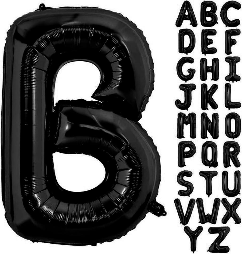 Black Letter B Balloons, 40 Inch Alphabet B Letter Balloons Foil Mylar Big Letter Balloons for Birthday Party Anniversary New Year Graduation Wedding Decorations