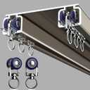 Silent Double Curtain Track Ceiling Mounted, Heavy-Duty Aluminum Room Divider Rails Bedroom/Living/Window/Hotel Drop Ceiling Curtains Tracks Easy InstallChampagne, 3m(9.8ft)