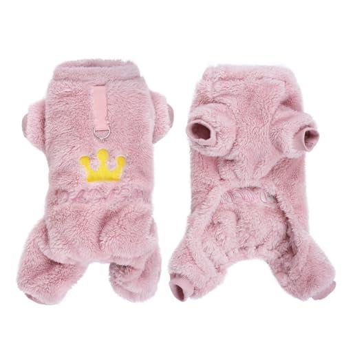 Pistha Plush Dog Pajamas Cute Warm Puppy Crown Pajamas Warm Kitten Winter Jumpsuit Clothes for Small Dogs Cats Girl(L)