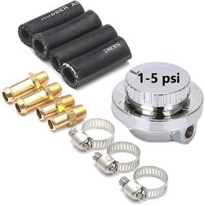 1-5 PSI Fuel Pressure Regulator Adjustable Manual Universal for Carburetor Carb Zinc Alloy FPR with 8MM 10MM (5/16" 3/8") Hose Fittings