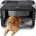 Lesure Collapsible Dog Crate - Portable Travel Kennel for Extra Large Dog, 4-Door Pet Crate with Mesh Windows, Indoor & Outdoor, Charcoal Gray