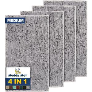 Muddy Mat 4-Piece Grey Medium 30"X19" AS-SEEN-ON-TV Highly Absorbent Microfiber Door Mat, Bath Mat and Pet Rug, Non Slip Thick Washable, Soft Chenille for Kitchen Bathroom Bedroom Indoor and Outdoor Muddy Mat 4-Piece Grey Medium 30"X19" AS-SEEN-ON-TV Highly Absorbent Microfiber Door Mat, Bath Mat and Pet Rug, Non Slip Thick Washable, Soft Chenille for Kitchen Bathroom Bedroom Indoor and Outdoor