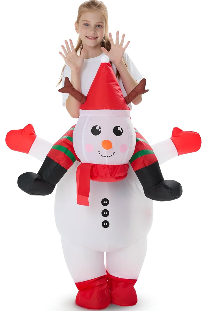 Christmas Inflatable Costume for Kids Blow up Funny Riding on Costume for Children Boy Girl Party Cosplay Outfit