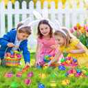 60 Pack Plastic Printed Easter Eggs, 2.4 Inch Fillable Empty Eggs Bulks for Easter Eggs Hunt, Easter Basket Stuffers Fillers, Classroom Prize Supplies, Filling Treats and Party Favors