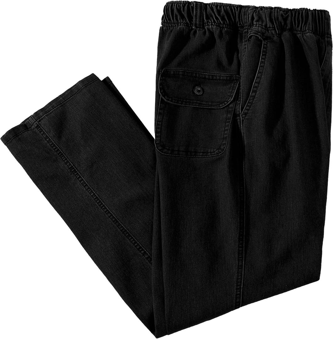 IDEALSANXUN Mens Elastic Waist Loose Fit Denim Pants Casual Solid Jeans Trouser (40W x 32L)