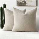 FUTEI Pack of 2 Beige Decorative Throw Pillow Covers 22x22 Inch Soft Cozy Solid Boucle Textured Cushion Case,Modern Home Decor for Couch Bed Living Room