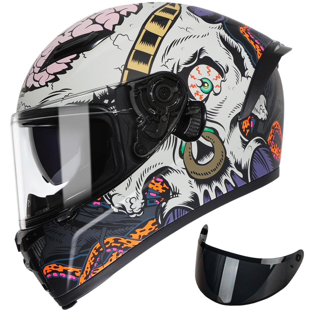 TRIANGLE Full Face Motorcycle Helmet DOT Approved, Dual Visor for Adults, Medium